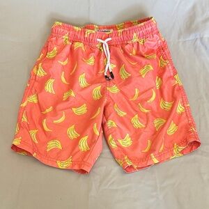 Banana Print Kids Swim Trunks